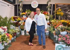Beth Hartman and Robert Echter of Dramm Echter Farms. They brought all kinds of cut flowers, like the popular peony rose Alaska and also hemp for consumers to put into bouquets themselves.
